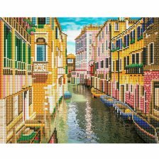 Алмазная мозаика Рыжий кот, c подрамника, с частичным заполнением, (блест.), 40х50 см, 27 цветов, "Венецианский канал"