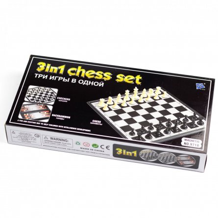 Набор 3 в 1, " Шахматы, шашки, нарды", пластиковый, 27*14*4 см фото 5