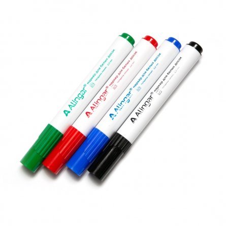 Набор маркеров для белых досок Alingar, 4 цвета, (красный, синий, черный,зеленый), пулевидный, 2 мм, ПВХ пенал с европодвесом фото 4
